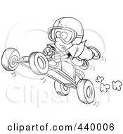 -Art-Illustration-Of-A-Cartoon-Black-And-White-Outline-Design-Of-A-Boy-Catching-Air-On-A-Go-Cart.jpg