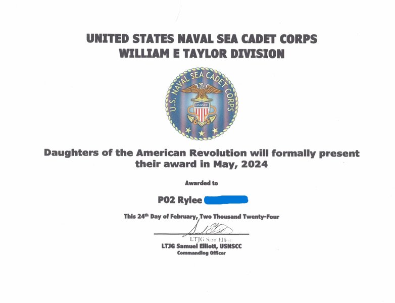 Daughters of the American Revolution award.jpg