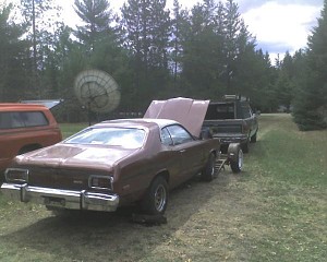 1974 Plymouth Duster Haulin it to Garage